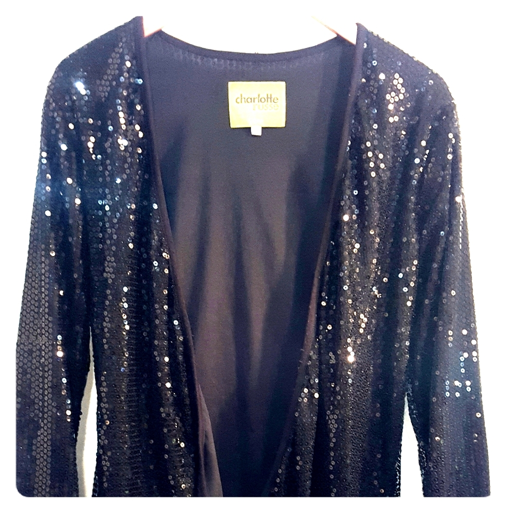 Charlotte Russe Black Sequin Blazer